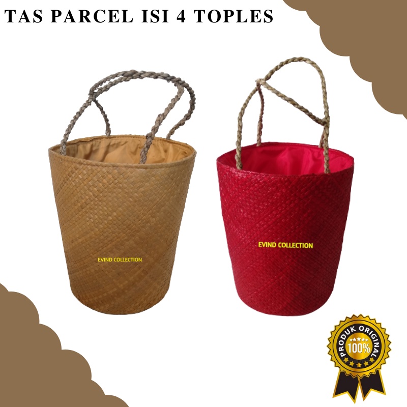 Tas Hampers Anyaman Pandan Isi 4 Toples Keranjang Parcel Anyaman Lebaran Hampers Ulang Tahun