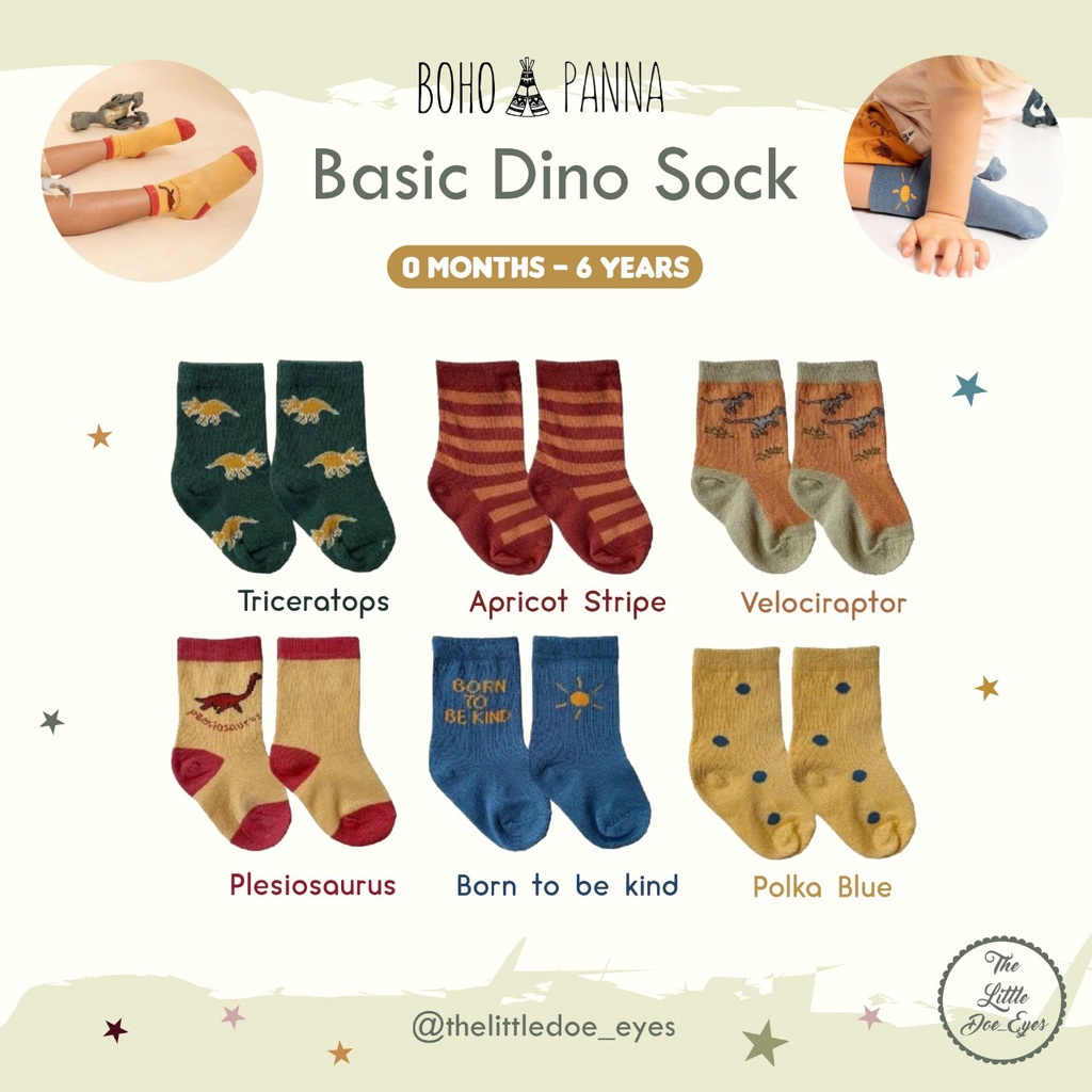 Bohopanna Basic Dino Sock Kaos Kaki Anak Bayi