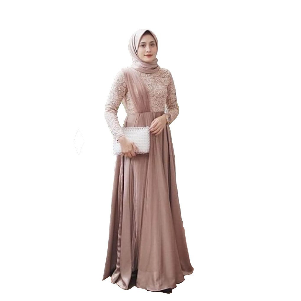 Stevia Dress | Outfit Kondangan | Gamis Brokat Moscrepe Premium
