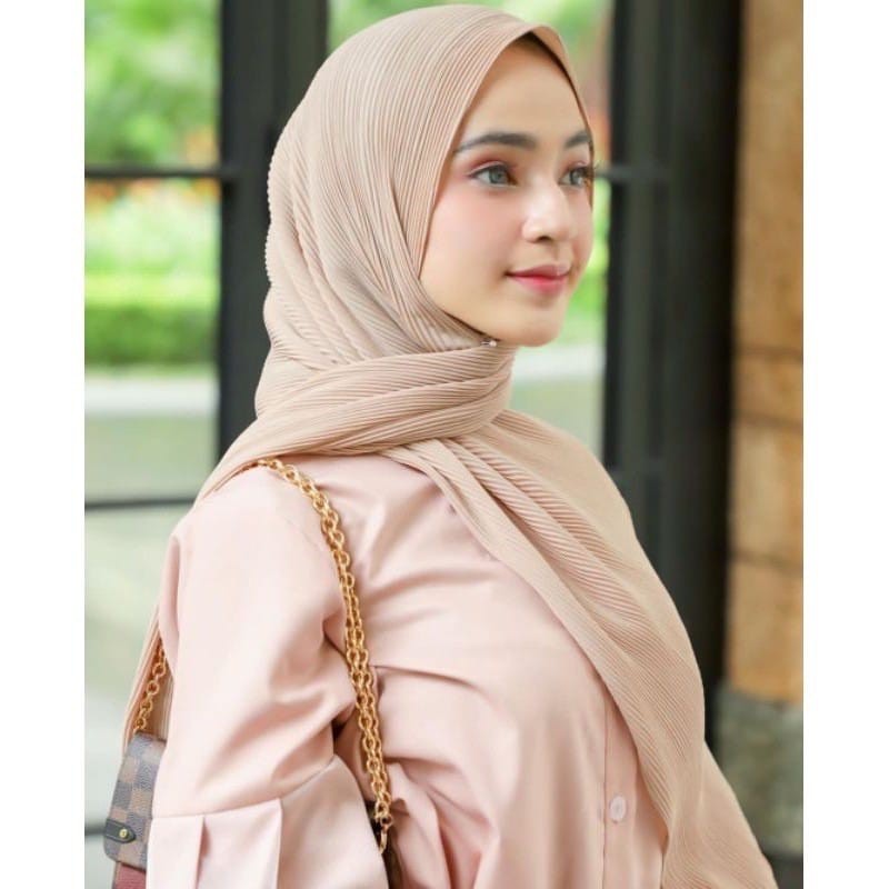 Pashmina Plisket Ceruty Premium Original Ghaida Hijab Official