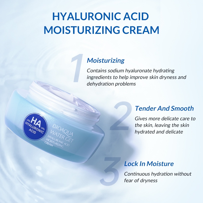 [BPOM] BIOAQUA Hyaluronic Acid Moisturizing Cream 50g Day &amp; Night Cream Wajah