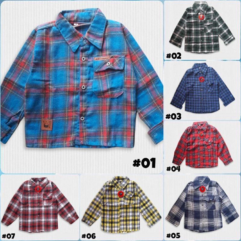 KEMEJA FLANEL ANAK 2-10 TAHUNAN/KEMEJA FLANEL ANAK LAKI LAKI/KEMEJA FLANEL LENGAN PANJANG