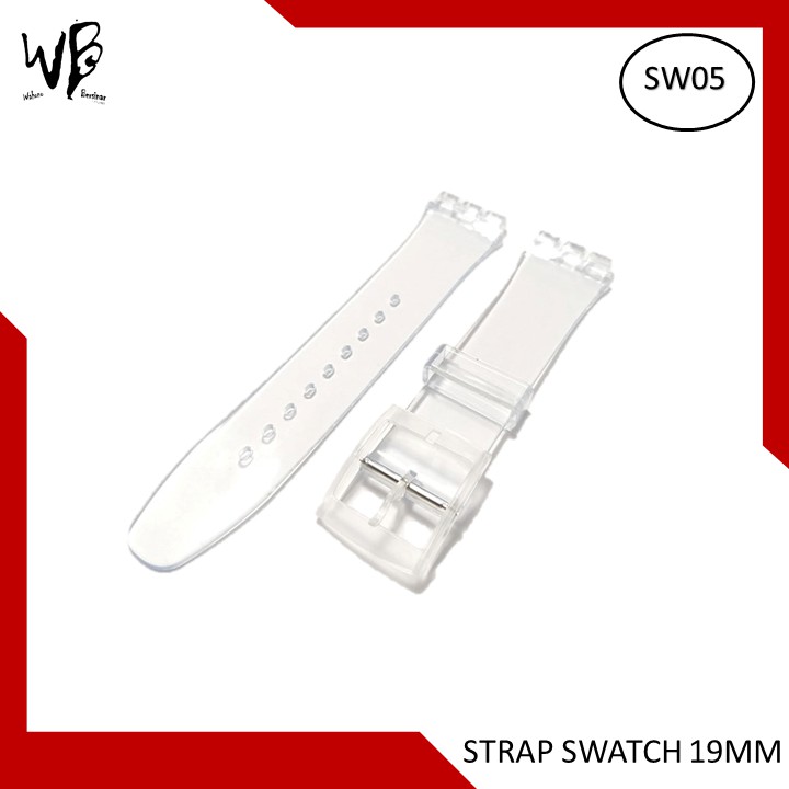 swatch strap fit size 19mm full Rubber transparan original oem