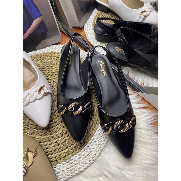 Esme Mules heels sepatu hak tahu kekinian tinggi 3cm realpict