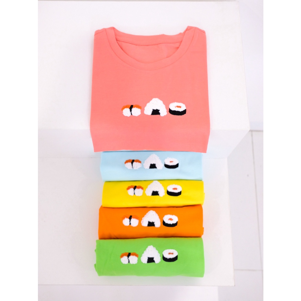 Kadaka T-0328 Tshirt Kaos Sushi Cute Embroidery Timbul