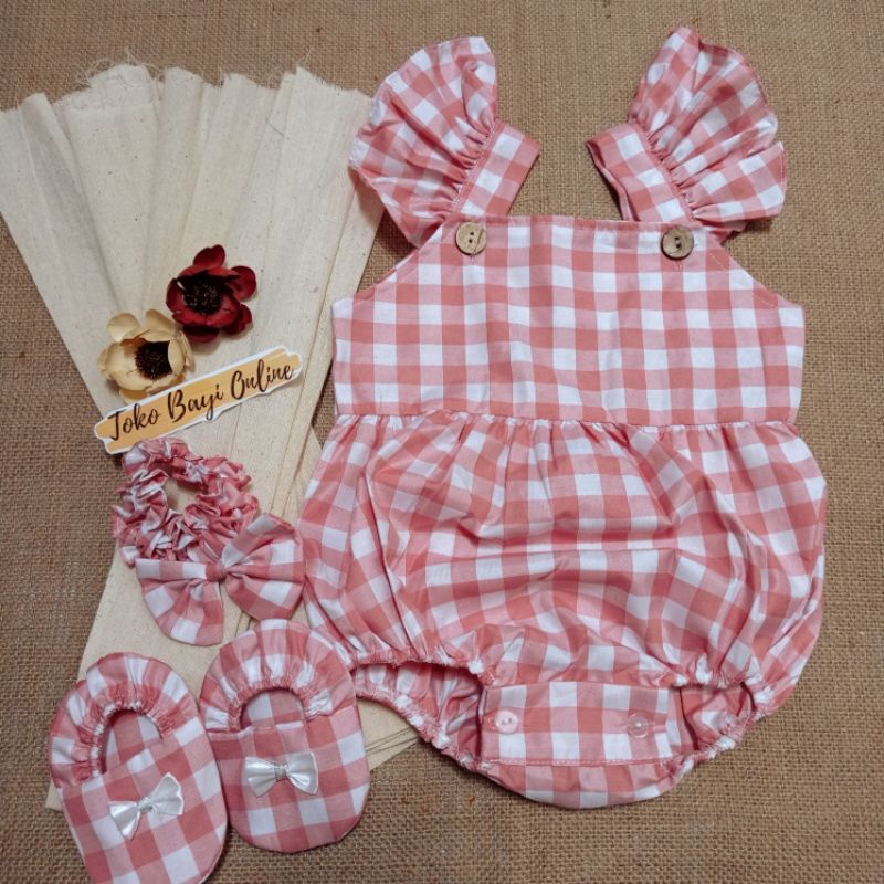 Baju jumper 0 6 bulan bando lucu bestseller anak bayi cewek perempuan murah-Nabila pink