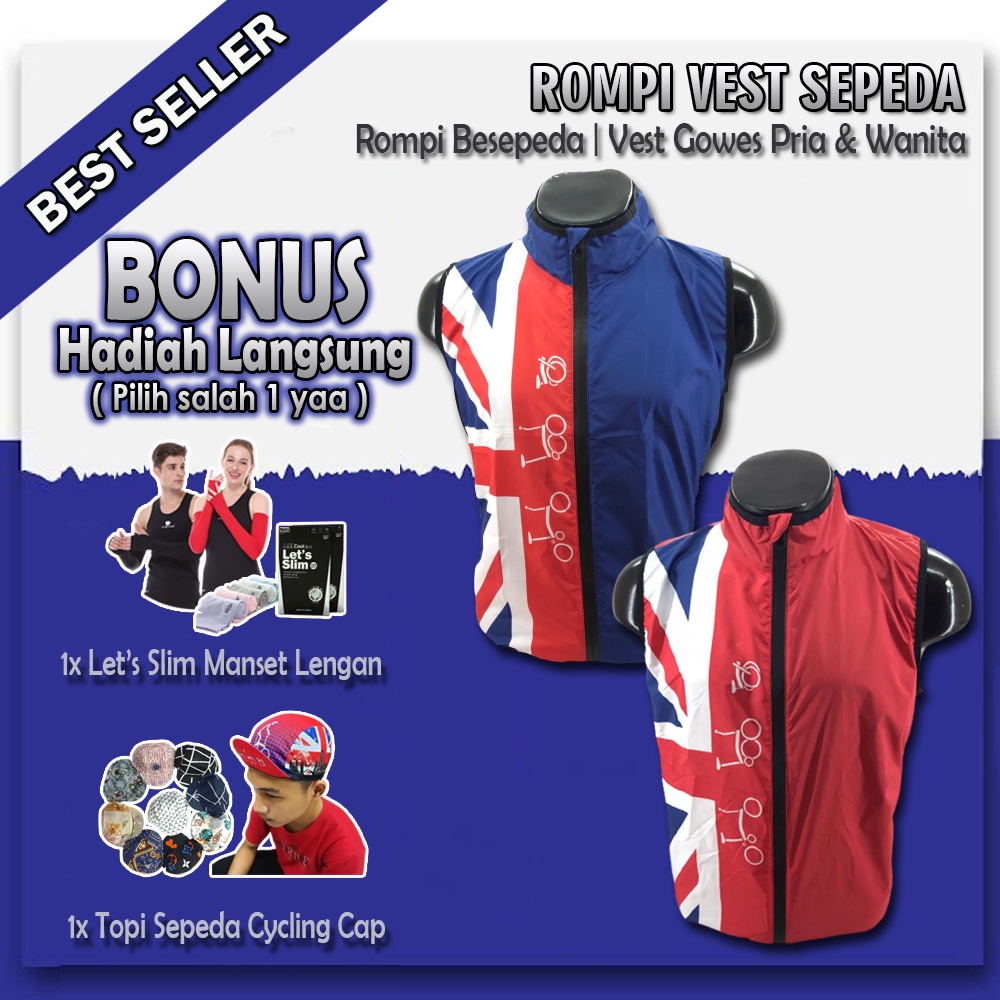 Rompi Gowes Bersepeda Pria Wanita - Vest Windbreaker Olahraga Unisex