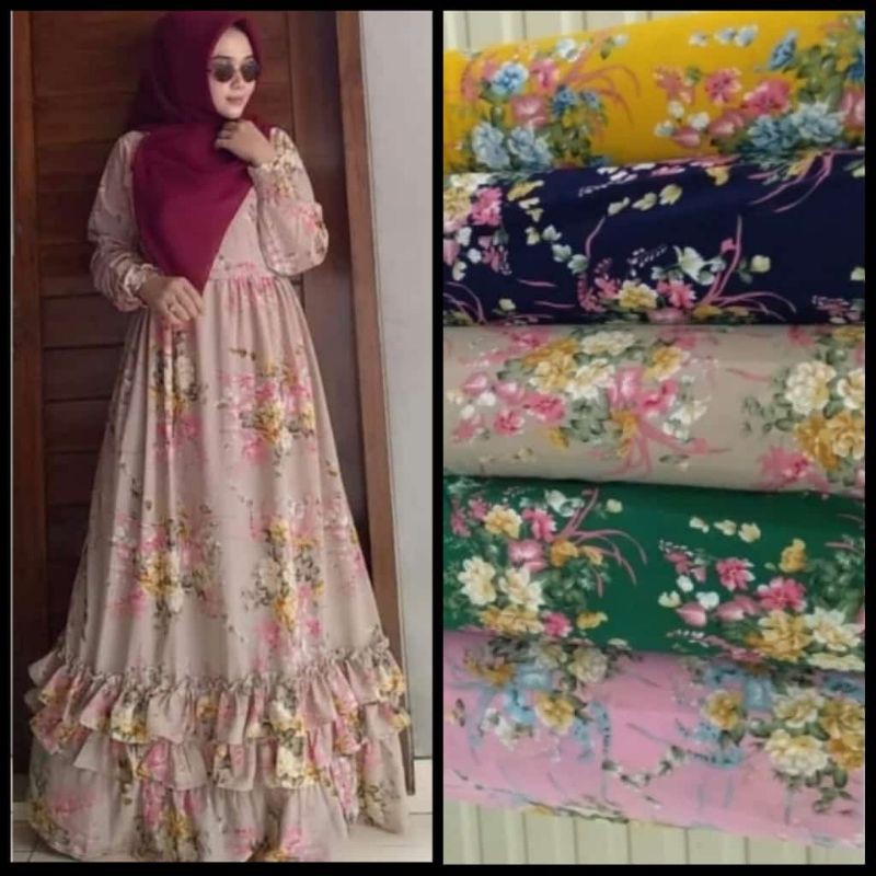GAMIS CERUTI MOTIF BUNGA SAKURA