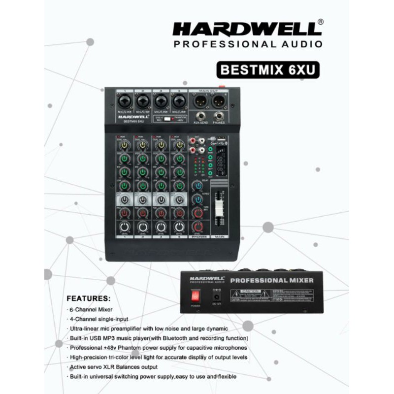 Mixer audio 6ch Hardwell Bestmix 6xu bluetooth usb