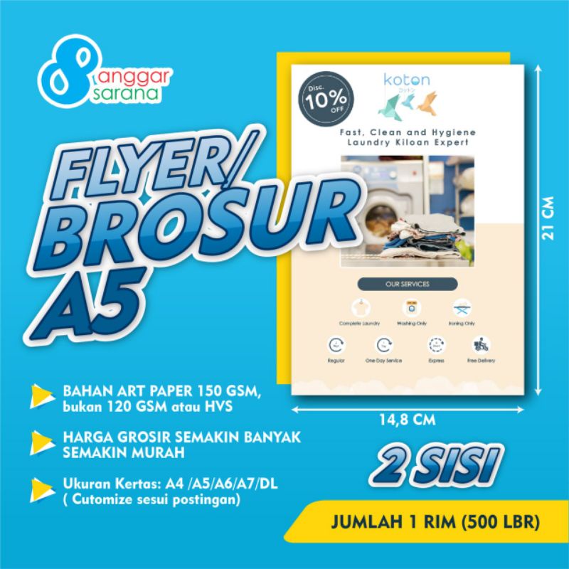 

BROSUR / FLYER BAHAN ART PAPER 150 GSM 2 SISI UKURAN A5 1 rim (500 lembar)