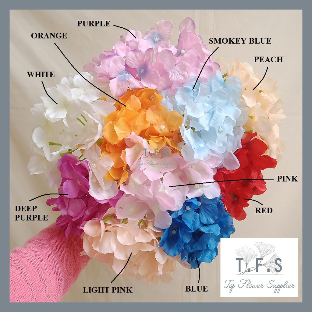 Artificial Hydrangeas 1 Tangkai Bunga Plastik Buatan Hiasan Dekorasi Acara Pernikahan dan Rumah