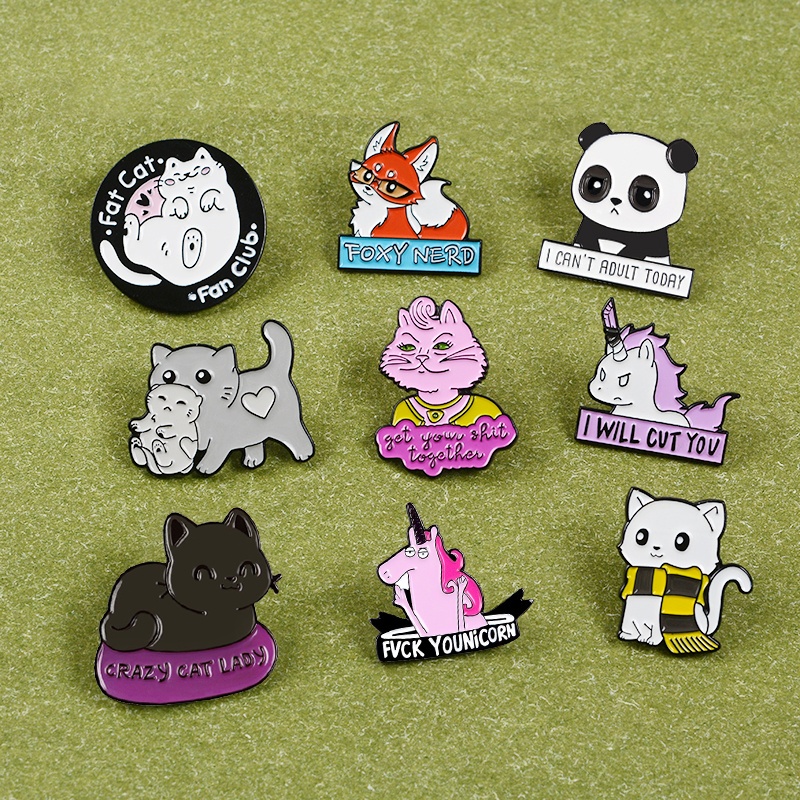 9 Gaya Bros Pin Enamel Bentuk Kartun Hewan Untuk Hadiah Teman