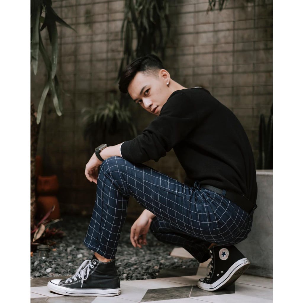 Celana Tartan Kotak-Kotak Long Pants Slimfit Distro Motif Paling Trend Anak Muda