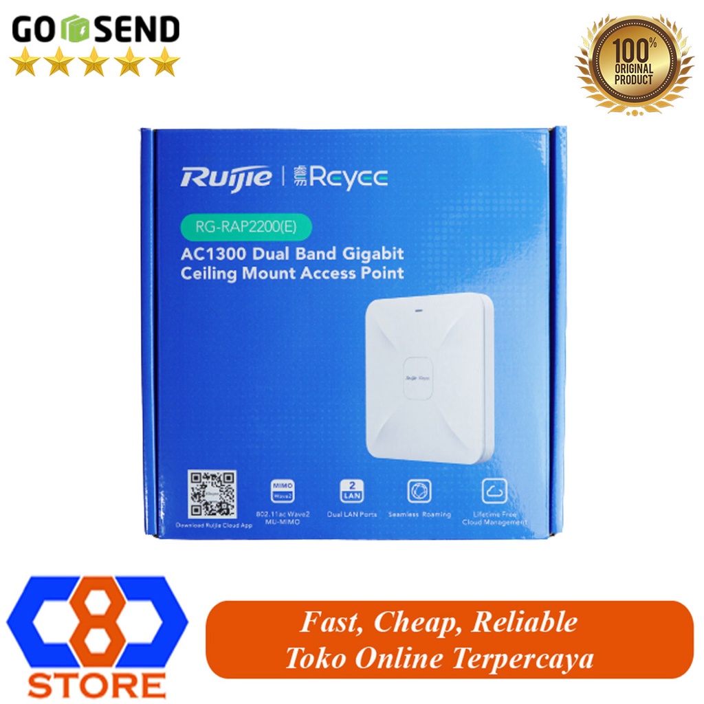 RUIJIE REYEE RG-RAP2200(E) CEILING AP AC1300 DUAL BAND SUPPORT POE