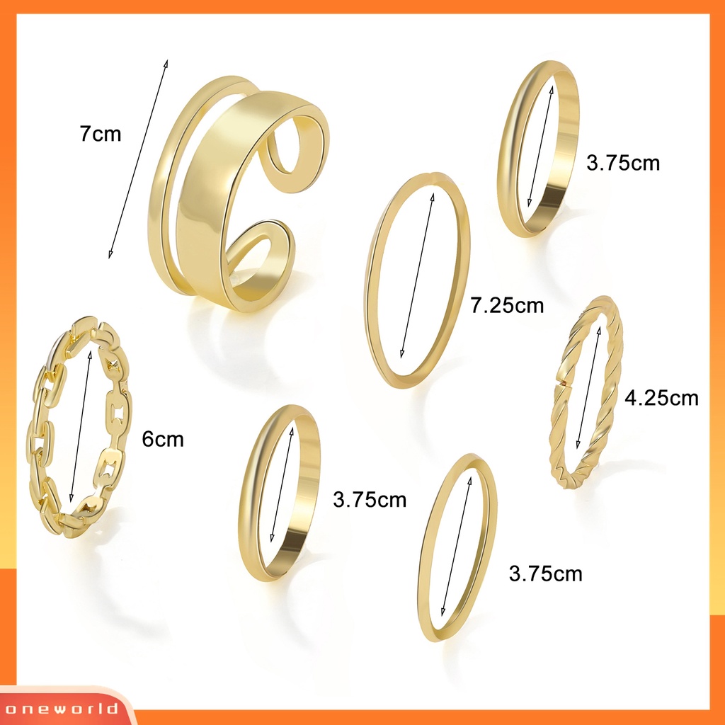 (ONWO) 7pcs / Set Cincin Knuckle Rantai Warna Silver Untuk Wanita