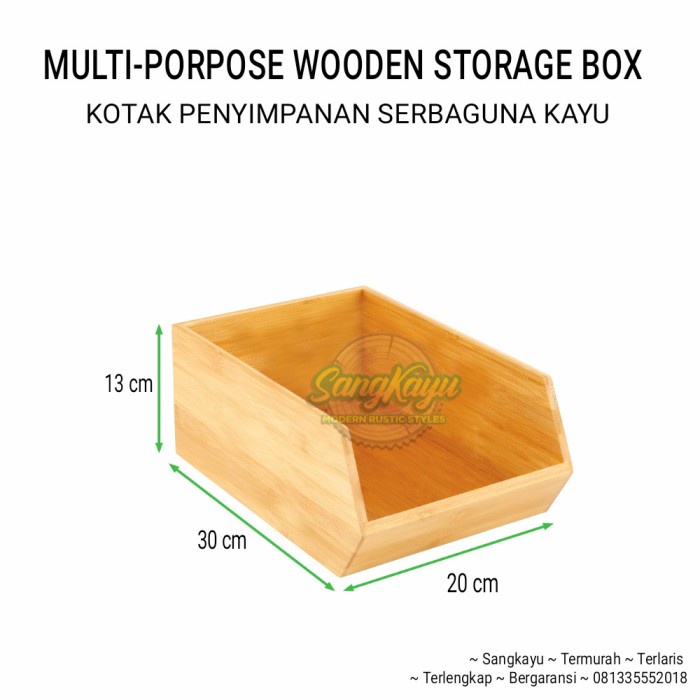 Kotak penyimpanan serbaguna storage box kayu tempat pekakas makanan - KAYU MAHONI