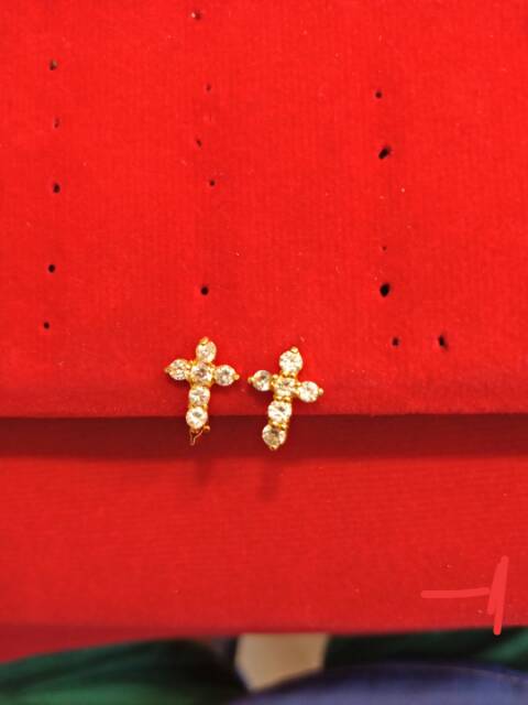 Anting jepit anak dan dewasa emas asli kadar 700 70% 22 1 satu g gr gram gold ubs permata batu