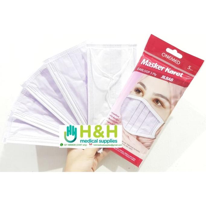Masker Jilbab isi 5 pcs / Masker Jilbab / Masker Jilbab 3ply