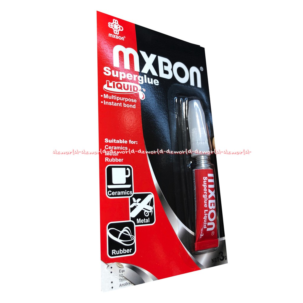 Mxbon Super Glue Liquid 3gr Lem Untuk Keramik Besi Karet Merah