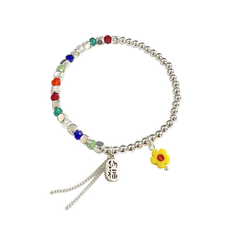Gelang Tangan Manik-Manik Kristal Persegi Warna-Warni Untuk Wanita
