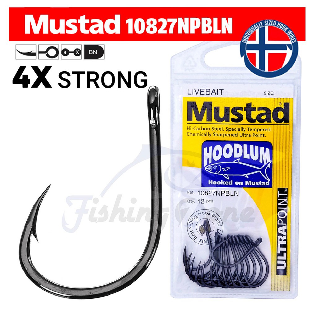 Mustad HOODLUM 4X Strong Livebait Hooks 10827NPBLN - Mata Kail Jigging Kuat dan Tajam