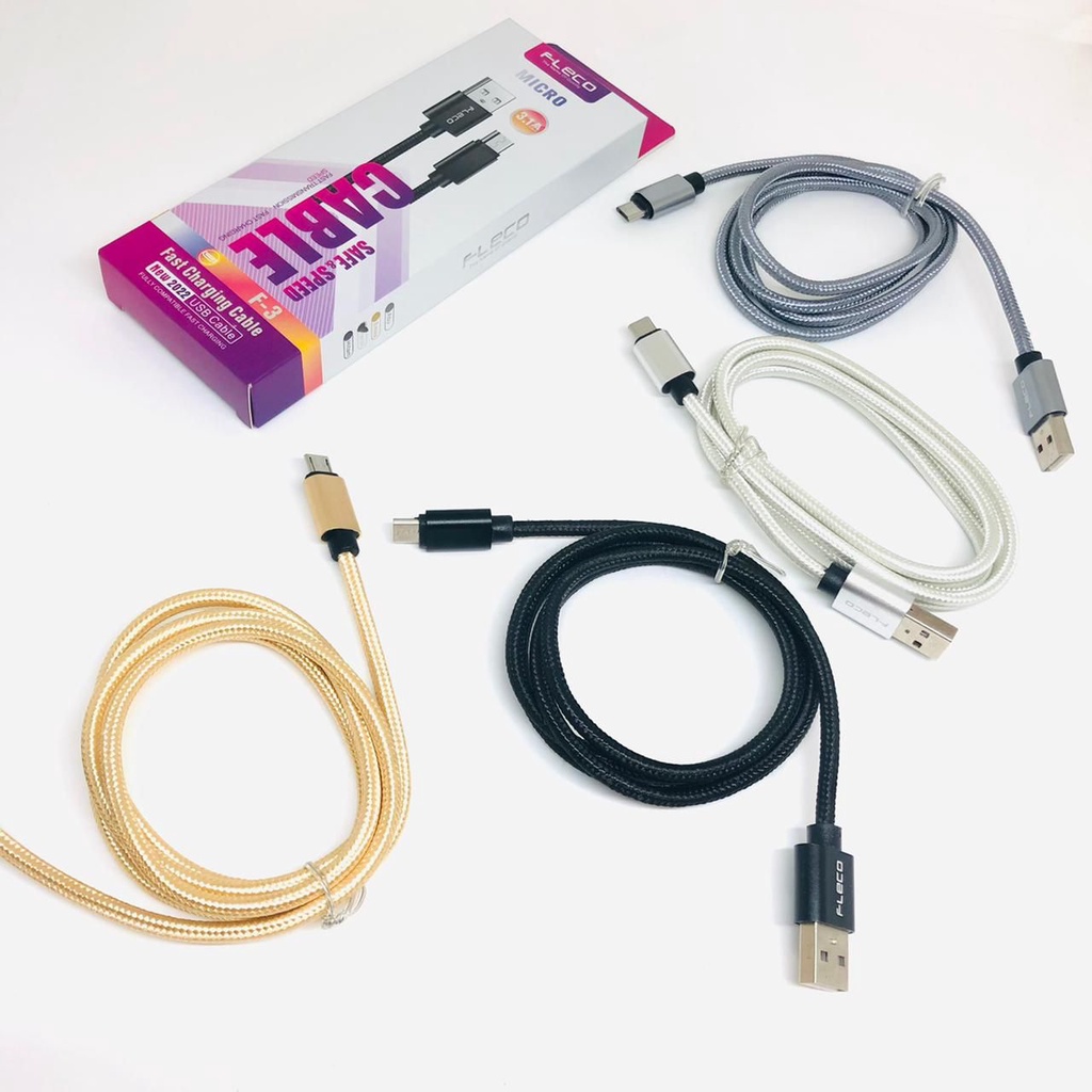 PROMO Kabel data Fleco F-3 For Android SAMSUNG Kabel Data Fleco Micro/TYPE-C/IPHONE Kabel Charger Fleco micro F3