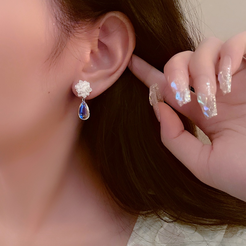 Anting Tusuk silver s925 Desain Bunga Hias zircon Untuk Wanita