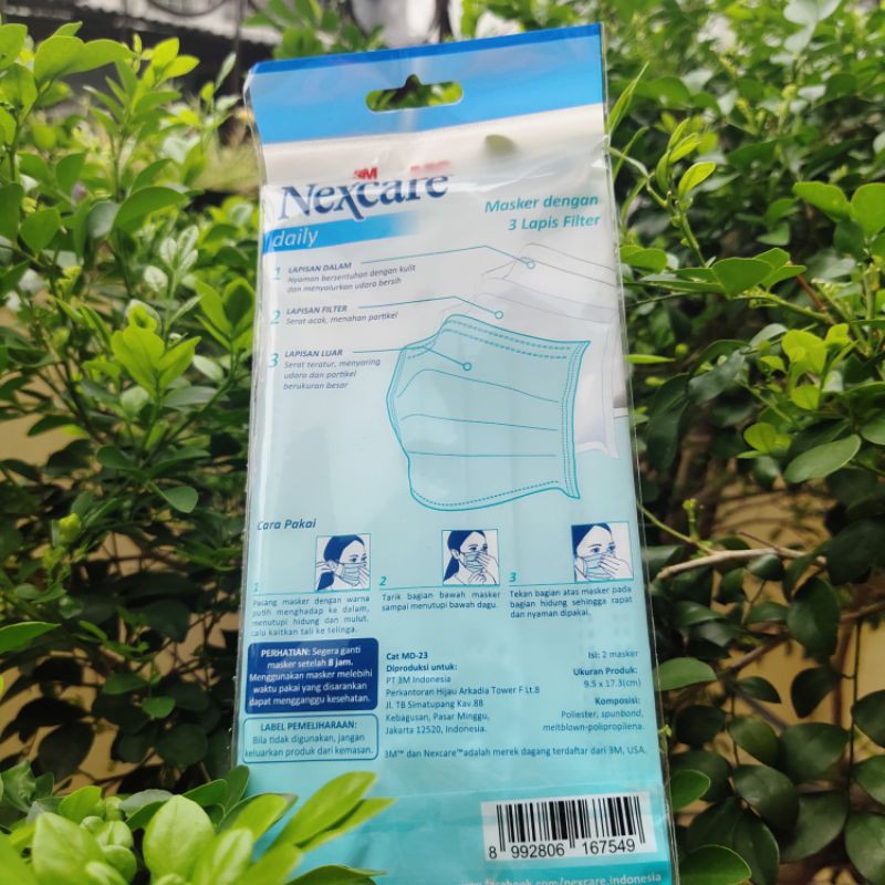 Masker 3M Nexcare 3 ply 1pack isi 2pcs