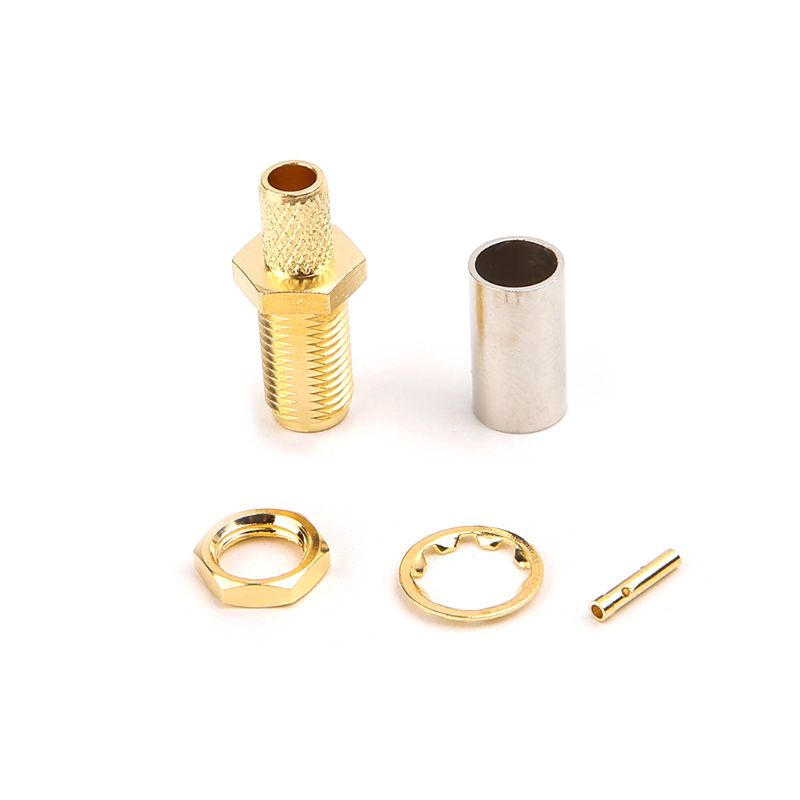 10pcs Konektor Rf Sma Female Nut Bulkhead Crimp Untuk Rg58 Rg142 Lmr195 Rg400