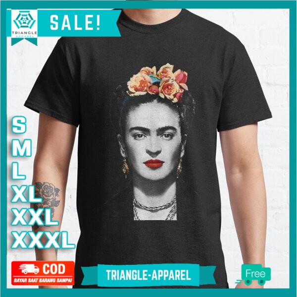 Kaos Baju Frida Kahlo Portrait Black And White With Bla 33332 T-shirt Premium