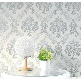 Wallpaper Sticker PUTIH BATIK SILVER Stiker Dinding Kamar 