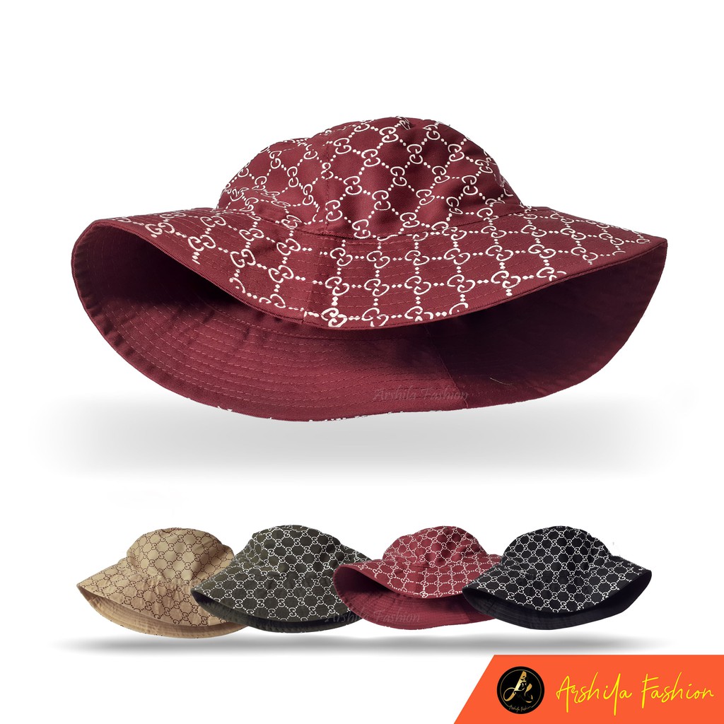 Topi Bucket Bulak Balik Motif Sablon GC / Bucket Sablon / Arshila_fashion