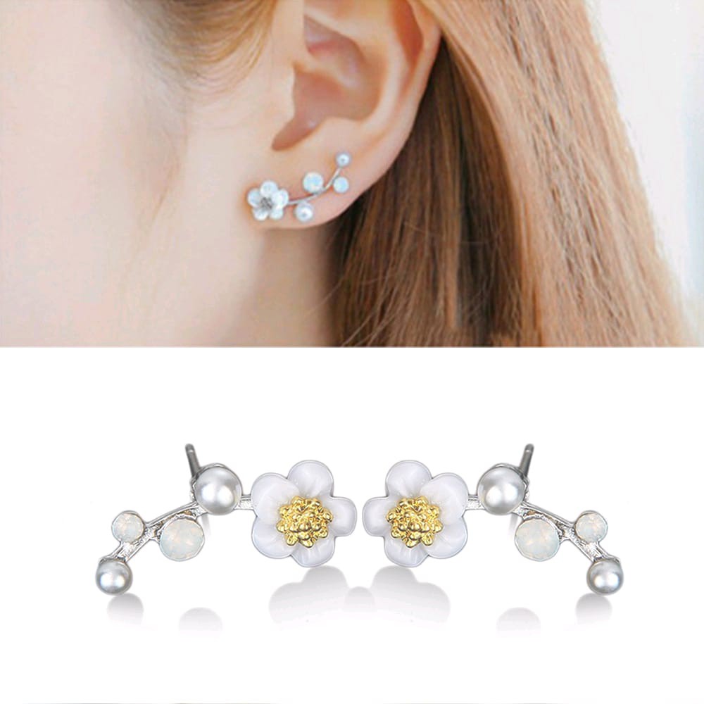 Anting Korea motif bunga / anting jepit