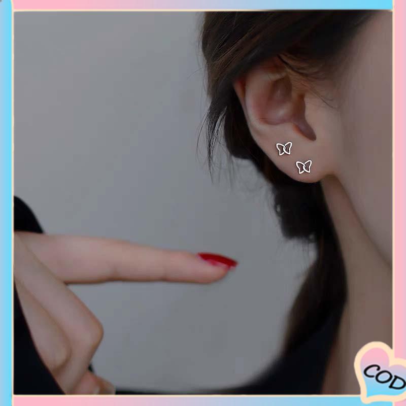 COD❤️ S925 Silver Stud Earrings untuk Siswa Perempuan Anting Desain Kecil Serbaguna Sederhana-A.one