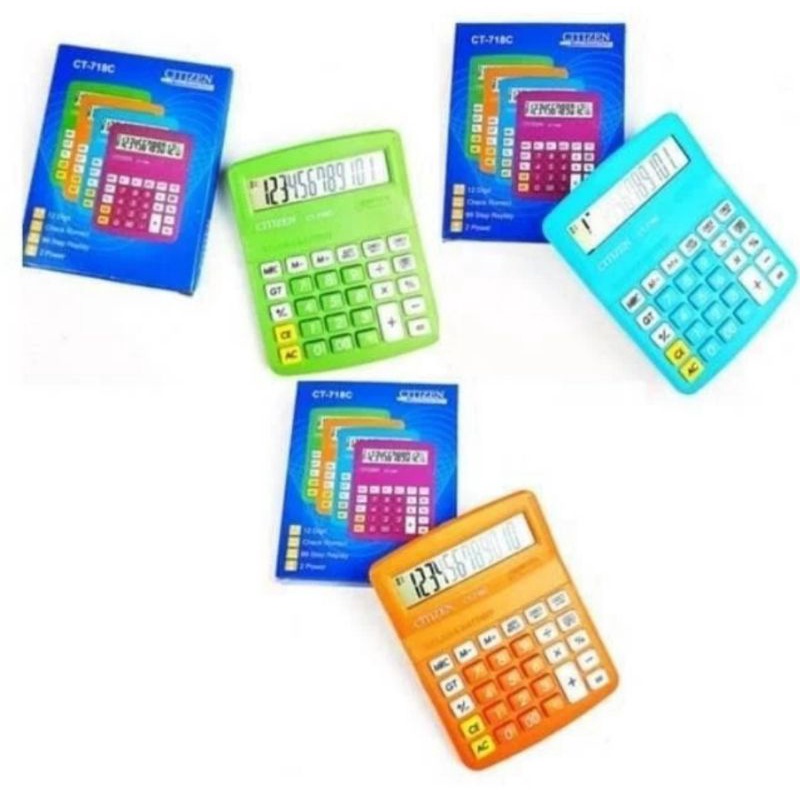 Kalkulator Citizen CT-718C Warna 12 Digit Calculator Colour