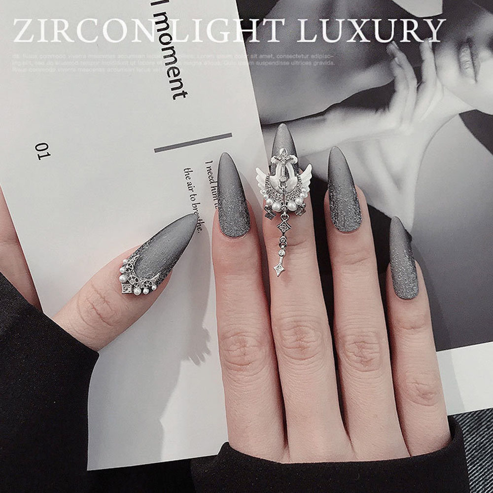 Mxbeauty 1 Pc Perhiasan Zircon Mutiara Berlian Imitasi 3d Bahan Metal Gaya Retro Untuk Dekorasi Nail Art