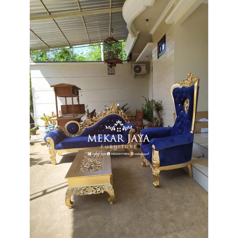 Set Kursi Sofa Lois Ruang Tamu Sofa Syahrini Set Meja Ketapang Full Ukir Finishing Gold Mewah