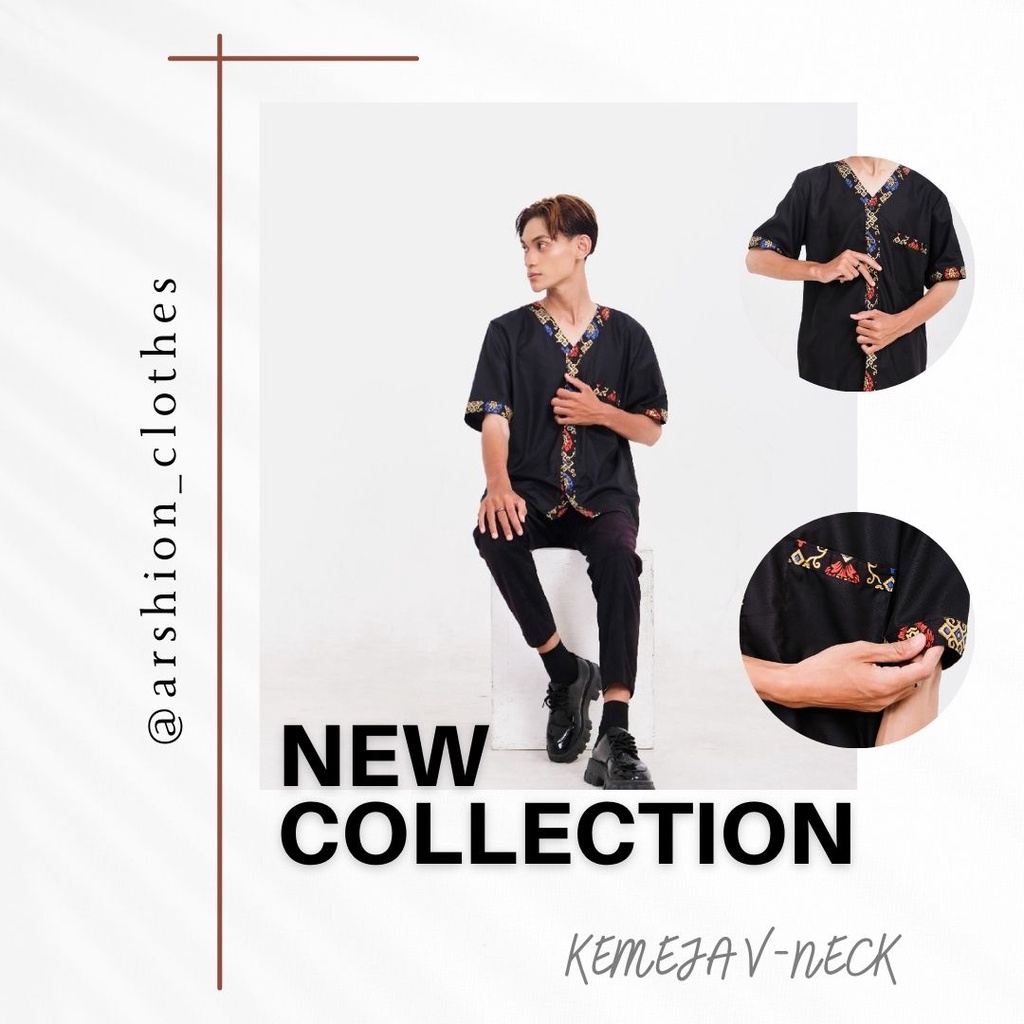 KEMEJA PRIA V NECK ARSHION