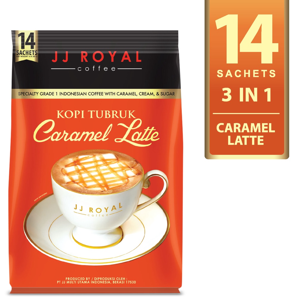 JJ Royal Kopi Tubruk Caramel Latte Bulk Bag 14 Sachets - 14x30gr