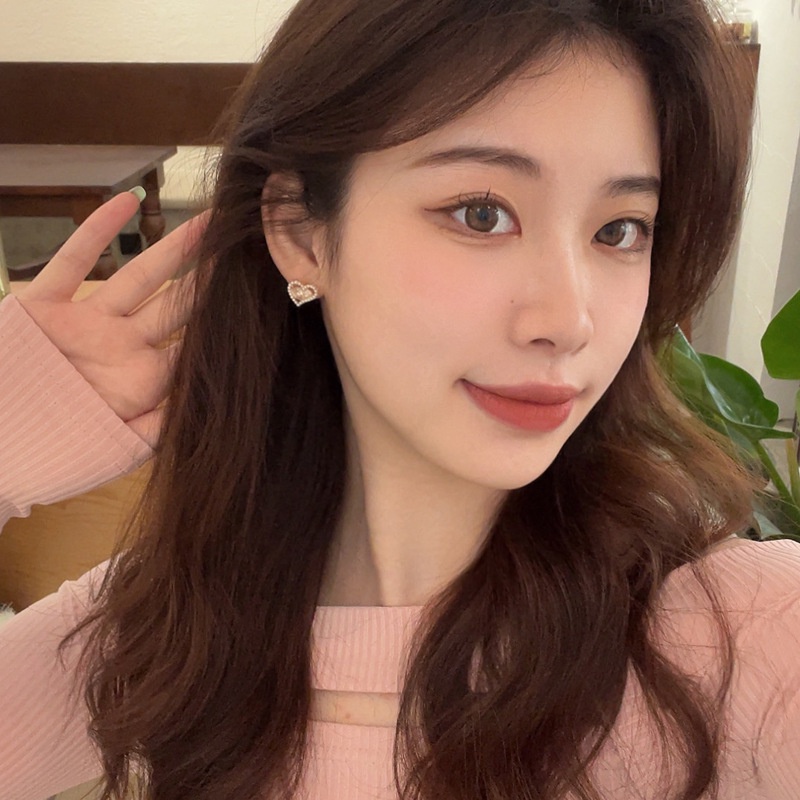 Anting Desain Hati Aksen Mutiara Gaya Korea Untuk Wanita