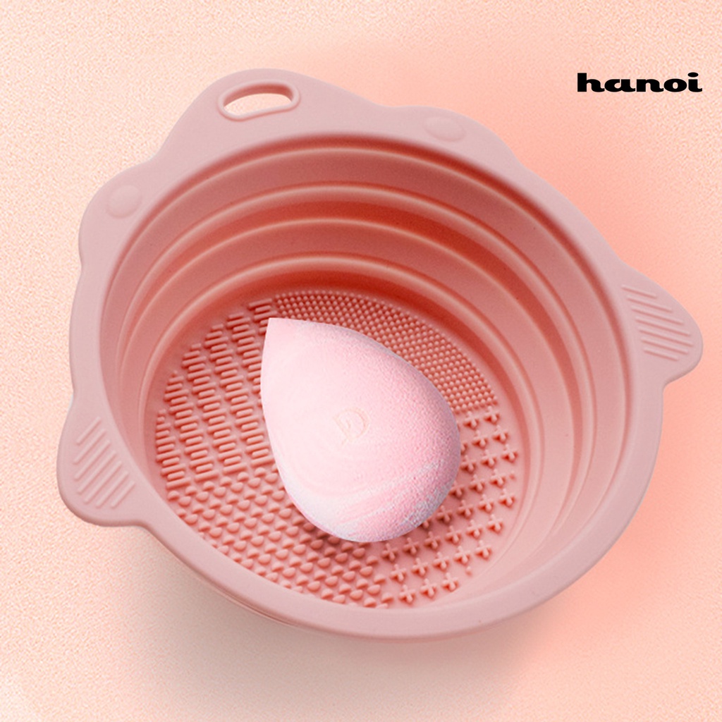 Han / Mangkok Pembersih Brush Makeup Portable Multifungsi Anti Bocor Permukaan Halus Untuk Travel