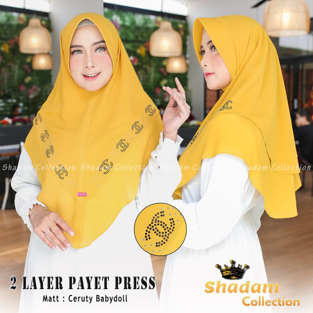 (CC SISI) Kerudung/Khimar Instan 2 Layer Payet Press Babydoll