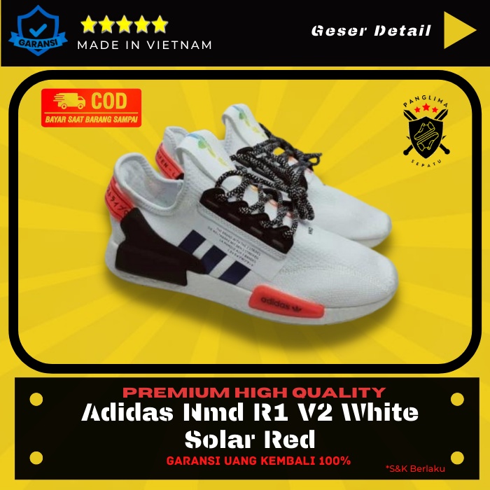 Sepatu Running Adidas Nmd R1 V2 White Solar Red Sneakers Pria Sneaker Fashion Cowok Premium Original