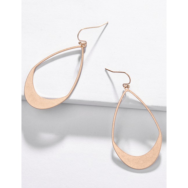 LRC Anting Gantung Fashion Copper Wire Fan-shaped Hollow Drop Ear Studs F6041X