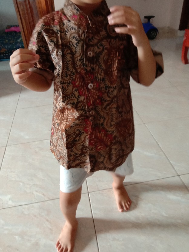 Imut Batik Anak & Ayah Daun Serit Baju Batik Anak Cowok Kemeja Batik Anak Batik Anak Laki-laki