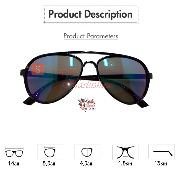 Kacamata Lensa Hitam Mirror Import Kaca Mata Model Aviator Anti UV Protection Sunglasses Outdoor Pria dan Wanita FREECASE