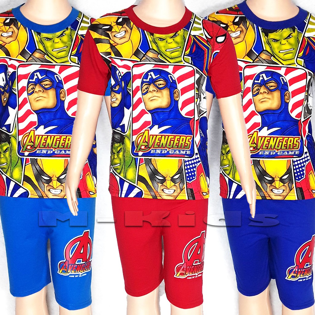 MKids88 - Baju Setelan Anak Laki-Laki Superhero Karakter AVENGER - Captain America - Kapten Amerika