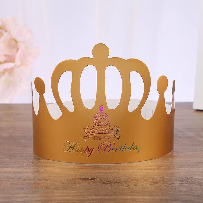 Kue ulang tahun topi mahkota topi ulang tahun anak-anak kartun topi ulang tahun karton emas dewasa