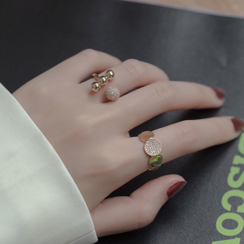 Cincin Model Terbuka Desain Geometri Gaya Korea