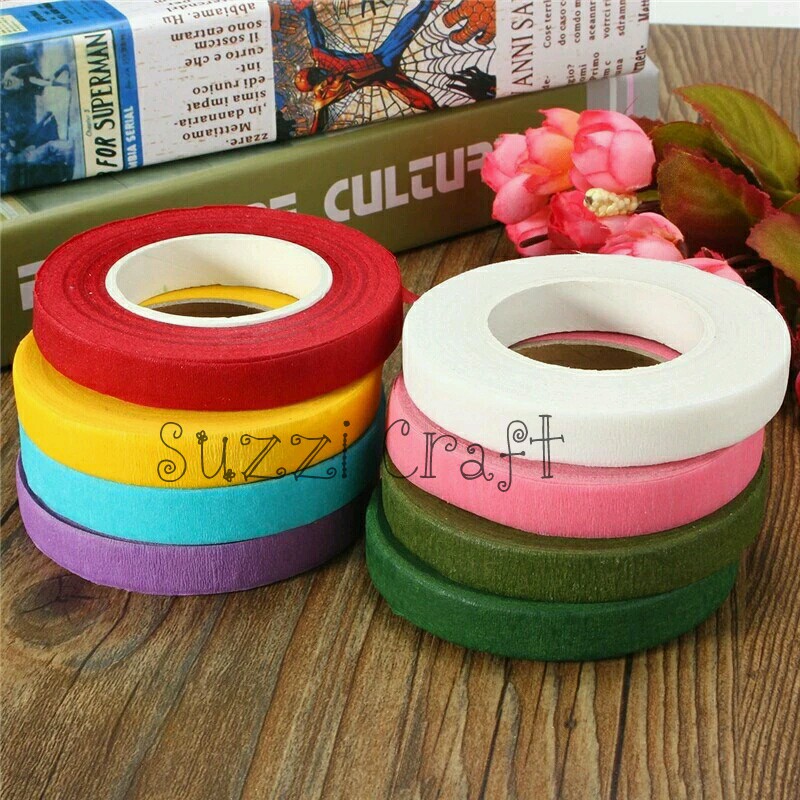 

Flower tape 30yard Floral tape selotip daun batang hijau coklat brown cokelat green